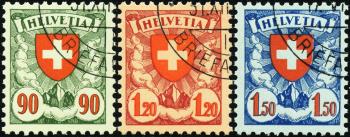 Briefmarken: 163y-165y - 1940 Wappenmuster, gekreidetes Faserpapier
