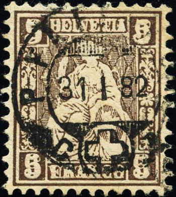 Briefmarken: 45.2.01 - 1881 Sitzende Helvetia, Faserpapier