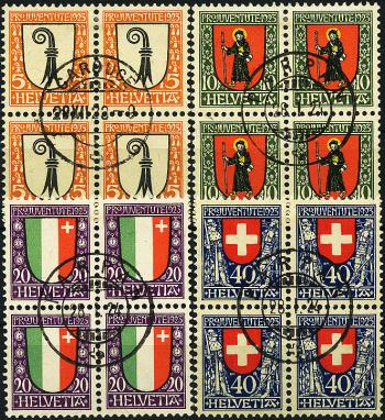Timbres: J25-J28 - 1923 Armoiries cantonales et suisses