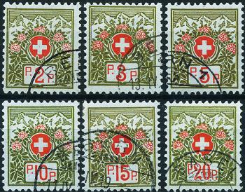 Thumb-1: PF2B-PF7B - 1911-1926, Portofreiheit, Schweizer Wappen und Alpenrosen