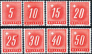 Francobolli: NP54z-NP61z - 1938 Numero e croce, carta ondulata