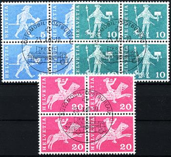 Francobolli: 355R-356R,358R - 1960-1961 Motivi e monumenti di storia postale, carta bianca