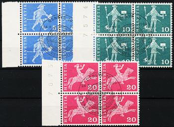 Francobolli: 355R-356R,358R - 1960-1961 Motivi e monumenti di storia postale, carta bianca