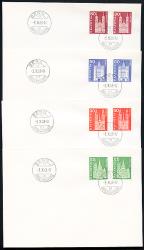 Francobolli: 355L-360L,363L,367L - 1963 Motivi e monumenti di storia postale, carta fluorescente, grana viola