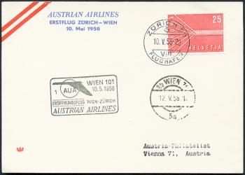 Briefmarken: RF58.7 b.+bL. - 10. Mai 1958 Wien-Zürich