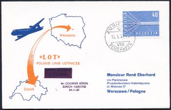 Briefmarken: RF58.15 b.+bL. - 5. November 1958 Warschau - Zürich