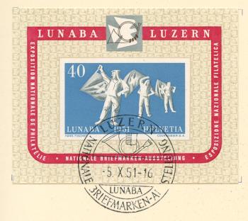 Stamps: W32 - 1951 memorial block for the nat. Stamp exhibition in Lucerne