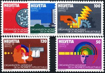 Briefmarken: OMPI1-OMPI5 - 1982 und 1985 Verschiedene Darstellungen und geistiges Eigentum