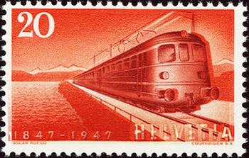 Francobolli: 279.1.10 - 1947 100 anni di ferrovie svizzere