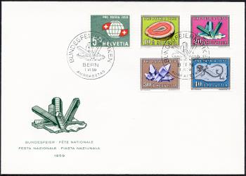 Briefmarken: B91-B95 - 1959 Weltkugel, Mineralien und Versteinerungen