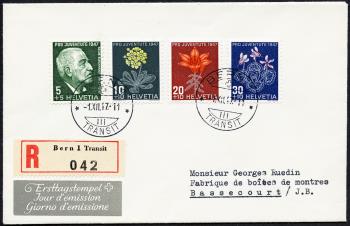 Stamps: J121-J124 - 1947 Portrait of J. Burckhardt and pictures of alpine flowers