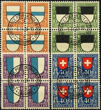 Timbres: J21-J24 - 1922 Armoiries cantonales et suisses