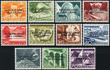 Briefmarken: ONU1.A.01-ONU11.A.01 - 1950 Technik und Landschaft