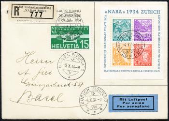 Thumb-1: W1 - 1934, Bloc feuillet pour l'exposition nationale de timbres à Zurich