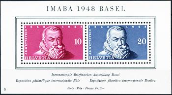 Stamps: W31I - 1948 Souvenir sheet for the International Stamp Exhibition in Basel