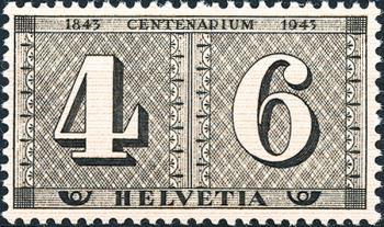 Timbres: 258 - 1943 100 ans de Suisse. tampon de la Poste