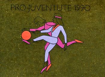 Francobolli: JMH39 - 1990 Pro Juventute, bambini che giocano, oro