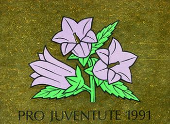 Stamps: JMH40 - 1991 Pro Juventute, gentian, gold