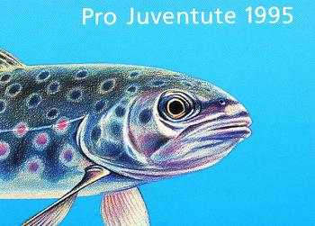 Timbres: JMH44 - 1995 Pro Juventute, truite fario, multicolore