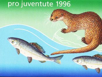 Stamps: JMH45 - 1996 Pro Juventute, grayling, otter