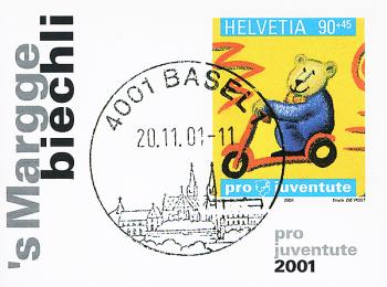 Briefmarken: JMH50A - 2001 Pro Juventute, "Marggebiechli", offizielle Ausgabe der Sektion Basel