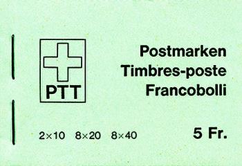 Timbres: SBK68IV/ZNr.55 - 1978 Couleur verte avec nouveau signet PTT, Näfels, Samedan et Genève