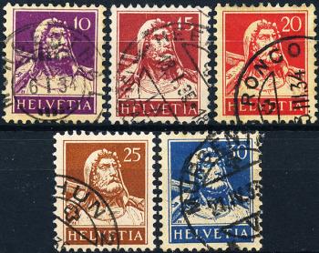 Stamps: 160z-184z - 1932-1933 Tell bust portrait, chamois fiber paper, ribbed