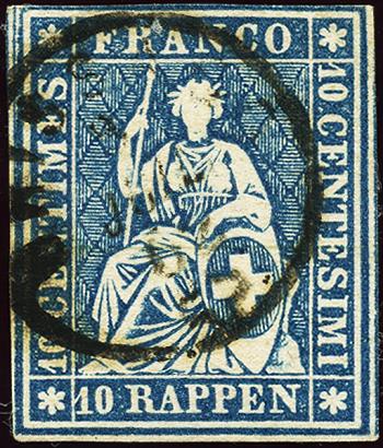 Thumb-1: 23G - 1859, Estampe de Berne, 4e période d'impression, papier de Zurich