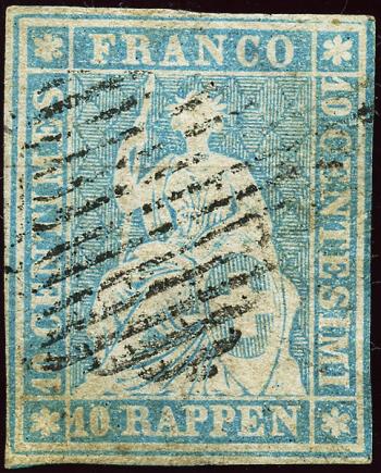Francobolli: 23Ea-SH23B2mm - 1856 Stampa di Berna, 2° periodo di stampa, carta di Monaco
