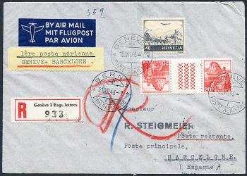 Stamps: RF46.13 - 16. Juli 1946 Geneva-Barcelona