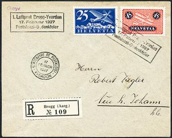 Stamps: SF27.1a - 17. Februar 1927 Brugg-Yverdon