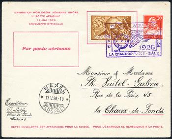 Francobolli: RF26.7. G.c. - 17. Mai 1926 Basilea-La Chaux-de-Fonds/Le Locle