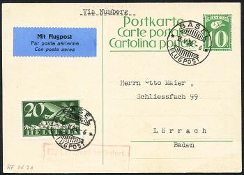 Francobolli: RF26.2 h. - 15. Mai 1926 Dresda-Plauen-Norimberga-Stoccarda-Basilea