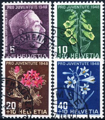 Stamps: J125-J128 - 1948 Portrait of General Willes and pictures of alpine flowers