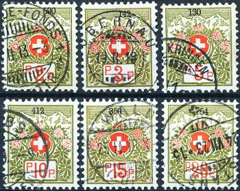 Thumb-1: PF2A-PF7A - 1911-1926, Swiss coat of arms and alpine roses, blue-green paper