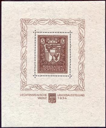 Thumb-1: FL104 - 1934, Souvenir sheet for the Liechtenstein National Exhibition, Vaduz