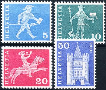Timbres: 355RL-363RL - 1964 Motifs et monuments de l'histoire postale, papier fluo, grain violet