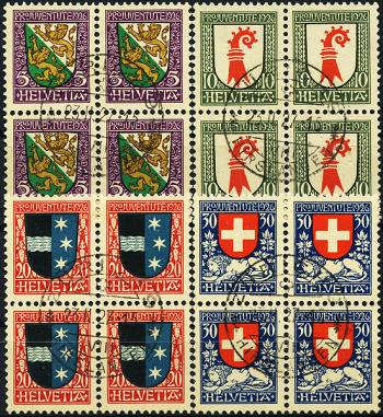 Timbres: J37-J40 - 1926 Armoiries cantonales et suisses