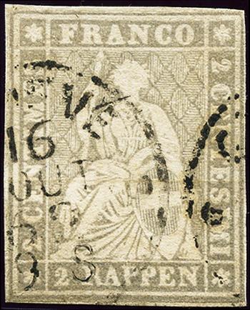 Briefmarken: 21G - 1862 Berner Druck, 4. Druckperiode, Zürcher Papier