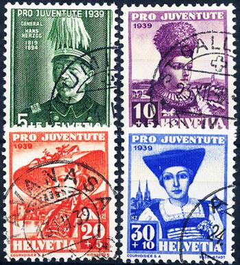 Stamps: J89-J92 - 1939 Portrait of General H. Herzog and Swiss women's costumes