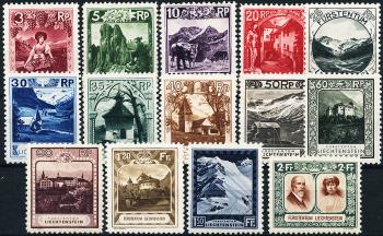 Stamps: FL84-FL97 - 1930 Landscapes and princely couple, line perforation