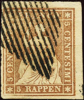 Thumb-1: 22C - 1855, Stampa di Berna, 2° periodo di stampa, carta di Monaco