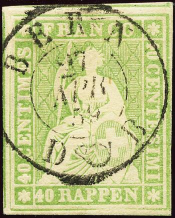Thumb-1: 26C - 1855, Estampe de Berne, 2e période d'impression, papier de Munich