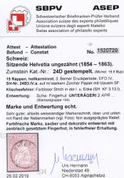 Thumb-3: 24D - 1857, Berner Druck, 3. Druckperiode, Zürcher Papier