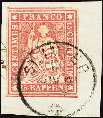 Thumb-1: 24G - 1859, Stampa di Berna, 4° periodo di stampa, carta di Zurigo