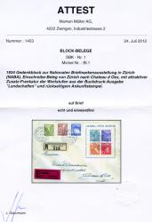 Thumb-3: W1, 194,199-200 - 1934, Bloc commémoratif pour l'Exposition nationale du timbre de Zurich