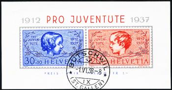 Thumb-1: J83I-J84I - 1937, Bloc anniversaire 25 ans de timbres Pro Juventute