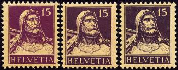 Briefmarken: 128,128a,128c - 1914 Sämisches Faserpapier