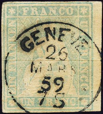 Timbres: 27D - 1855 Estampe de Berne, 2e période d'impression, papier de Munich