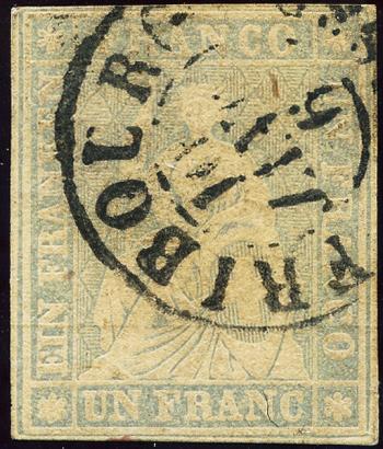 Timbres: 27D - 1854-1863 Estampe de Berne, 2e période d'impression, papier de Munich